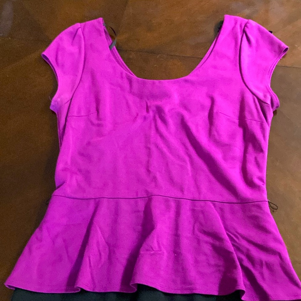 le chateau Fuchsia Scoop Neck Peplum Midi Dress